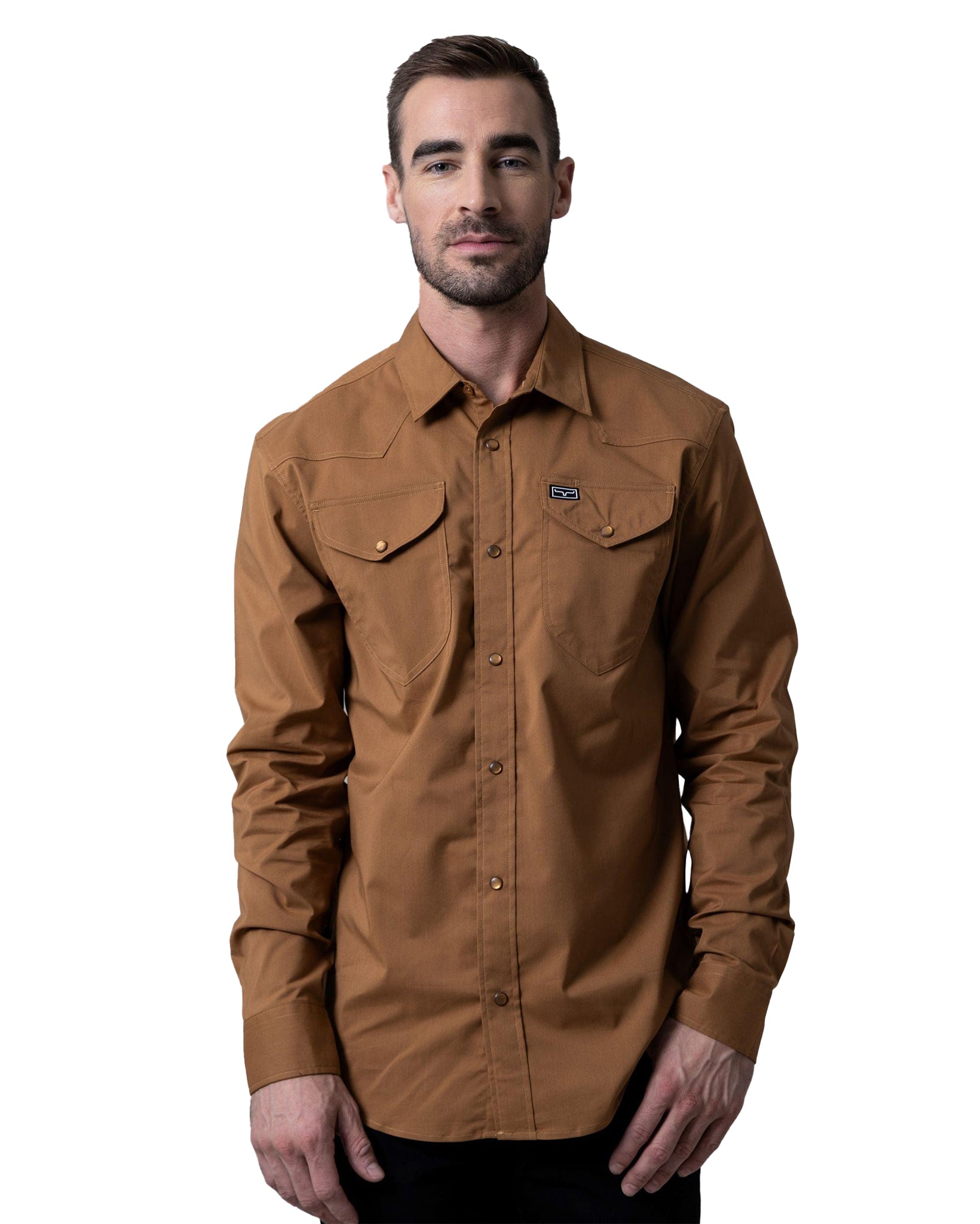 Men's Blackout Dress Shirt - Mds0000022-Brown by Kimes Ranch from Skip’s Western Outfitters | KMR-MDS0000022-BROWN-S-BROWN