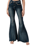 Women's Embroidered Yoke Flare Jeans