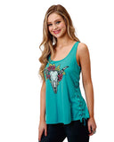 Women's Lace Up Graphic Tank