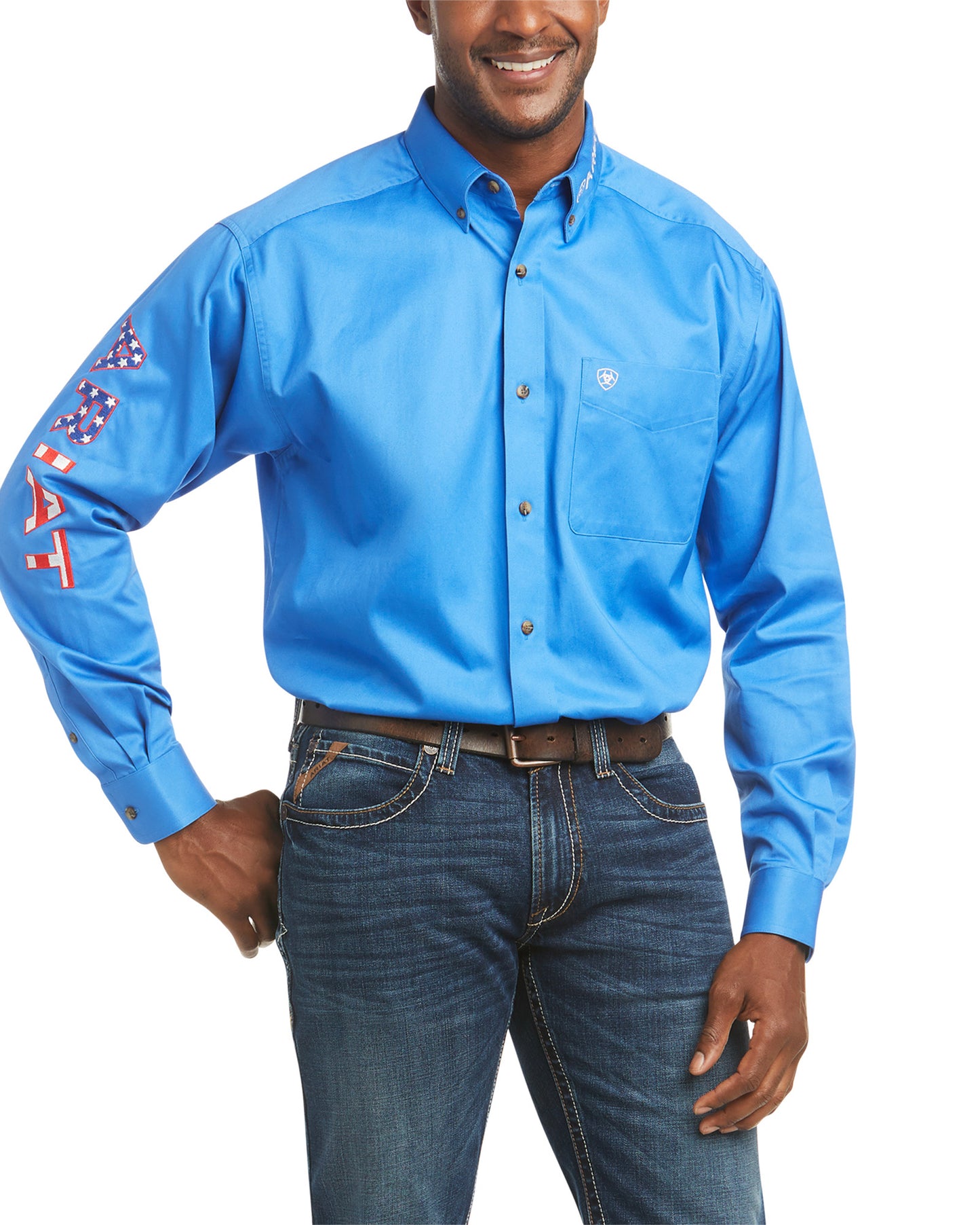 Men's Team Logo Twill Classic Shirt by Ariat from Skip’s Western Outfitters | ARI-10036179-X2XL-SeascapeBlue