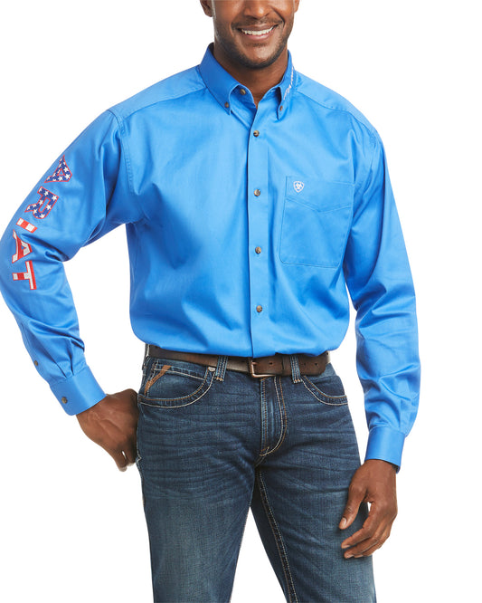 Men's Team Logo Twill Classic Shirt by Ariat from Skip’s Western Outfitters | ARI-10036179-X2XL-SeascapeBlue