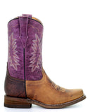 Kid's Two Toned Western Boots - Purple
