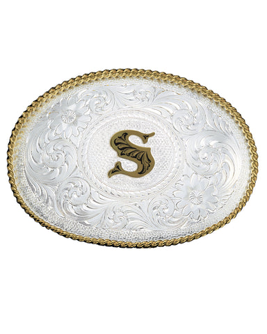 Engraved Initial S Medium Oval Buckle