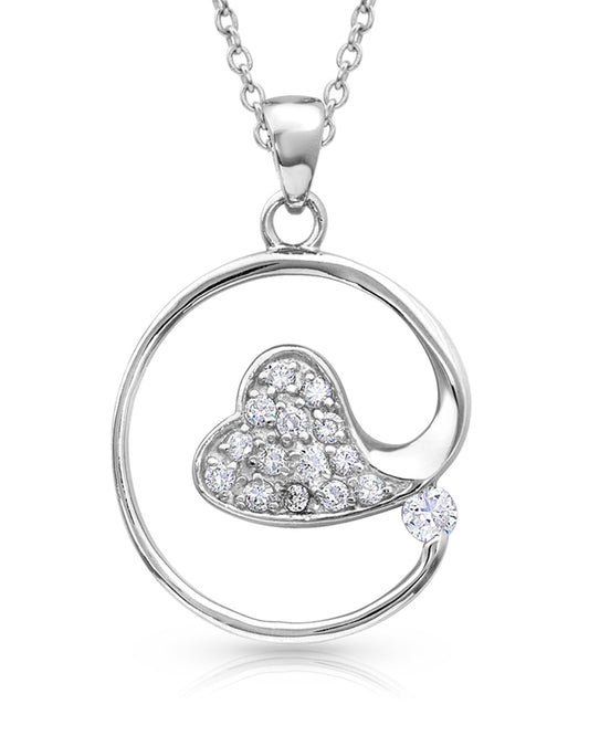 Swooshing Heart Necklace by Montana Silversmiths from Skip’s Western Outfitters | MON-NC4184-O/S-Silver