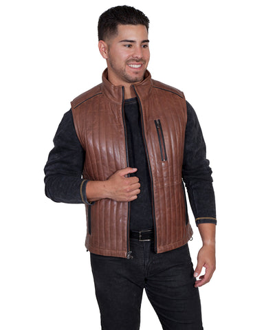 Mens 2-Tone Leather Vest