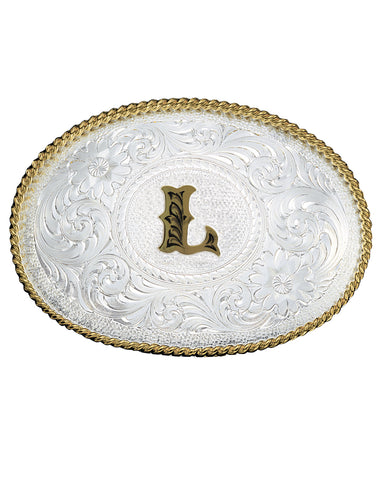 Engraved Initial L Medium Oval Buckle