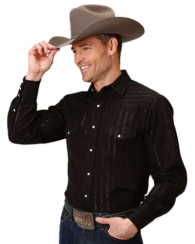 Men's Lurex Stripe Long Sleeve Western Shirt