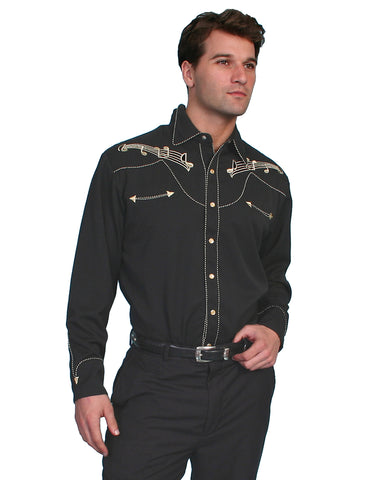 Mens Gold Embroidered Western Shirt