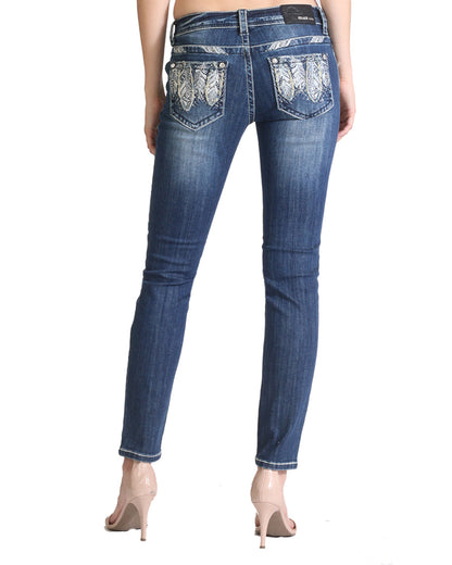 Women's Feather Pocket Skinny Jeans by Grace In LA from Skip’s Western Outfitters | GIL-JNW71021-24-R