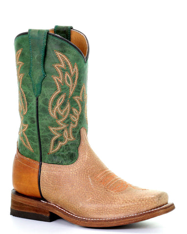 Kid's Two Toned Western Boots - Green