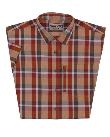 Mens Advanced Comfort Plaid Short Sleeve Western Shirt - Red
