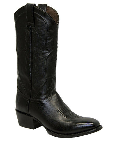 Mens Solid Black Leather Boot