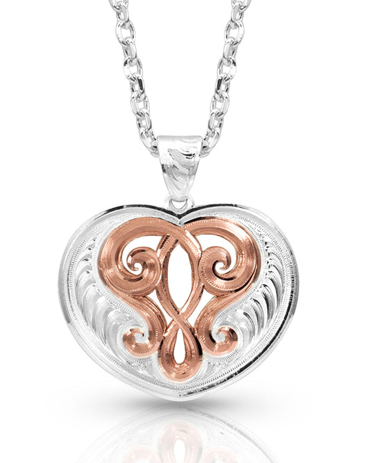 Inner Beauty Heart Necklace by Montana Silversmiths from Skip’s Western Outfitters | MON-NC3934RG-O/S-Silver