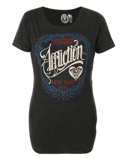Women's AC Betrothed T-Shirt by Affliction from Skip’s Western Outfitters | AFL-AW13956-XS-BLACK