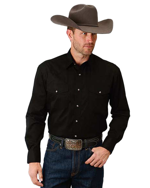 Solid Poplin Long Sleeve Western Shirt - Image 3