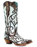 Women's Glitter & Crystal Inlay Boots - Blue