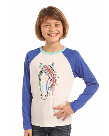 Girls Baseball Tee Painted Horse T-Shirt