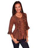 Women's 3/4 Sleeve Embroidered Blouse