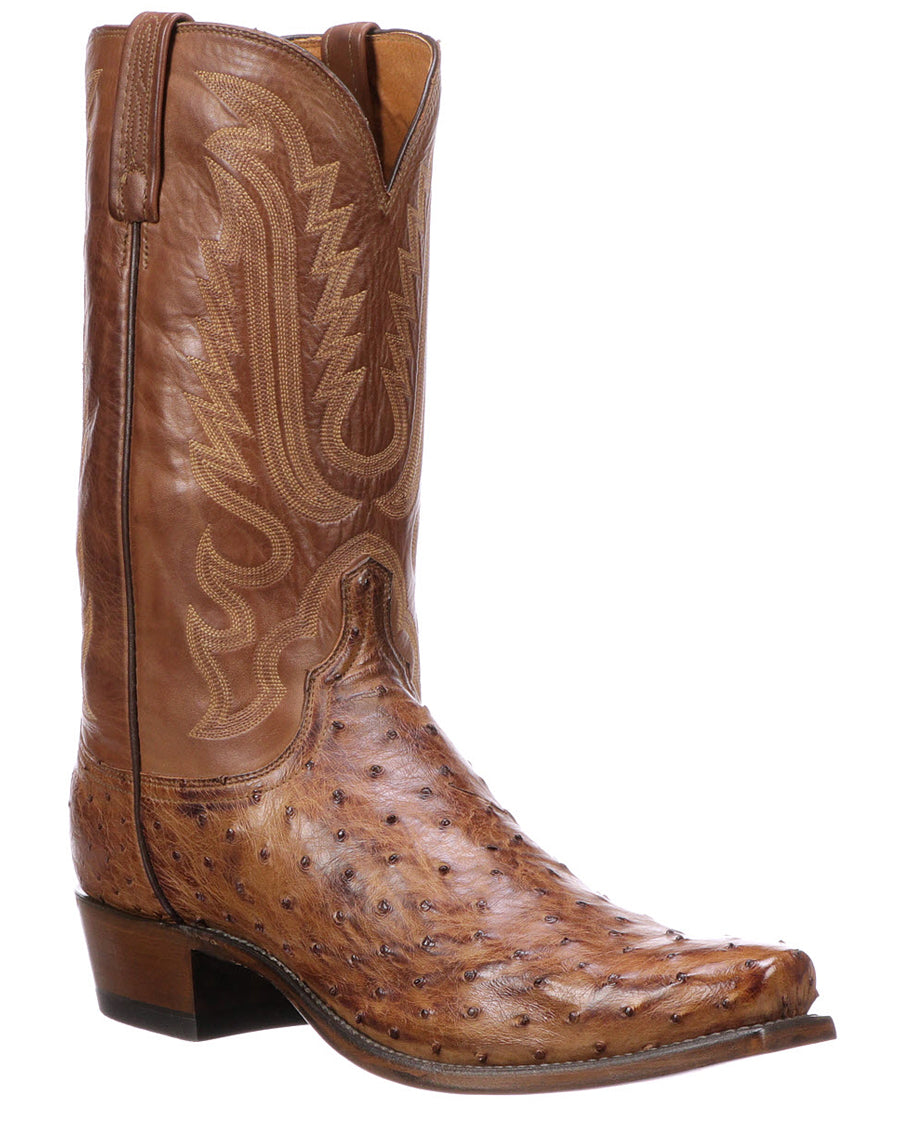 Mens Luke Full-Quill Square Toe Ostrich Boots by Lucchese from Skip’s Western Outfitters | LUC-N1156.73-080-D