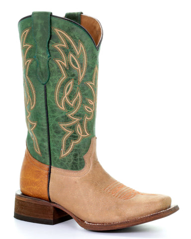 Youth Two Toned Western Boots - Green