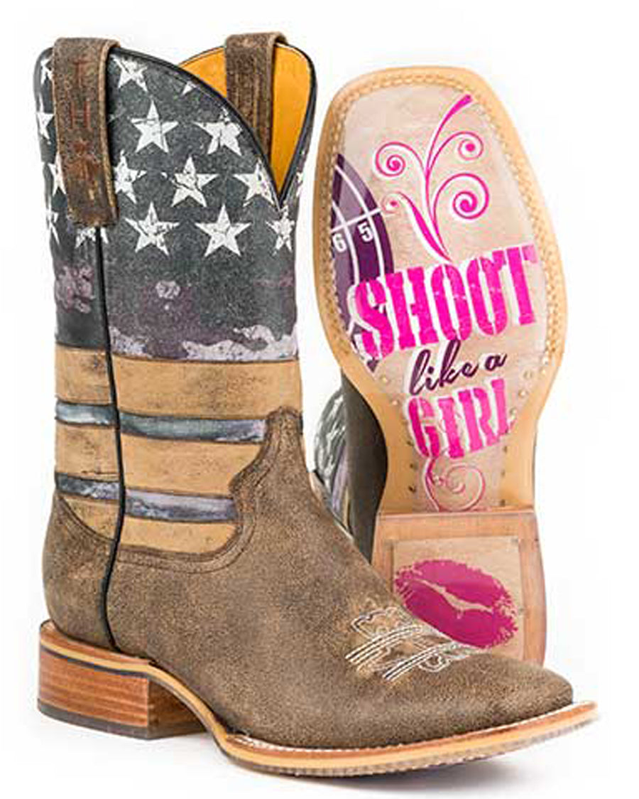 Women's Shoot Like A Girl Western Boots by Tin Haul from Skip’s Western Outfitters | KAR-14-021-0007-1219-MU-050-M