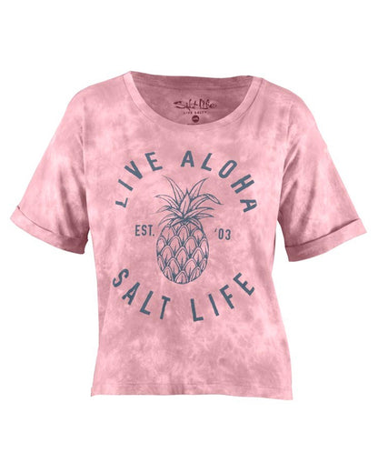 Women's Live Aloha Cropped Boyfriend T-Shirt by Salt Life from Skip’s Western Outfitters | 10923553393