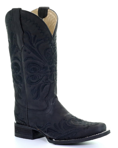 Corral L5464 Women's Handcrafted Square Toe Cowgirl Boots in Black at Skip's Western Outfitters