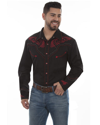 Men's Embroidered Stylized Scrolling Western Shirt