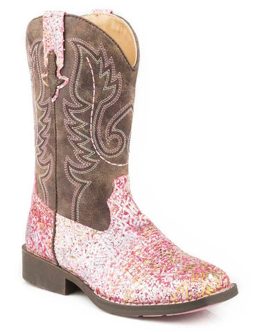 Girl's Pink Glitter Western Boots