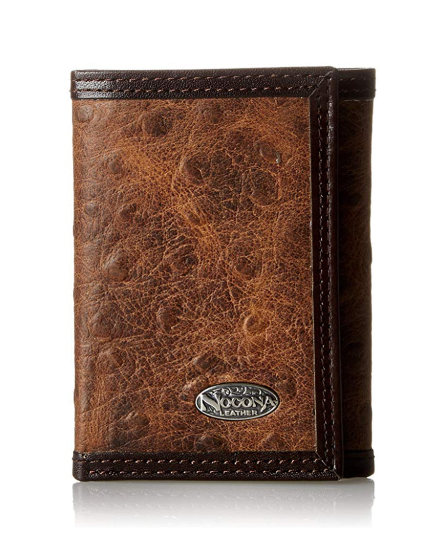Men's Ostrich Print Tri-Fold Wallet by Nocona from Skip’s Western Outfitters | 10923502577