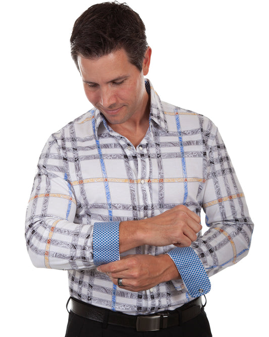 Men's Fashion Snap Front Long Sleeve Western Shirt by Scully from Skip’s Western Outfitters | SCU-PS-305-BLK-S-BLACK