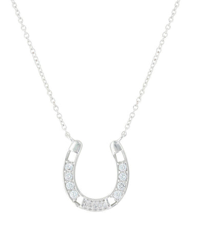Womens Fastened in Sparkles Horseshoe Necklace