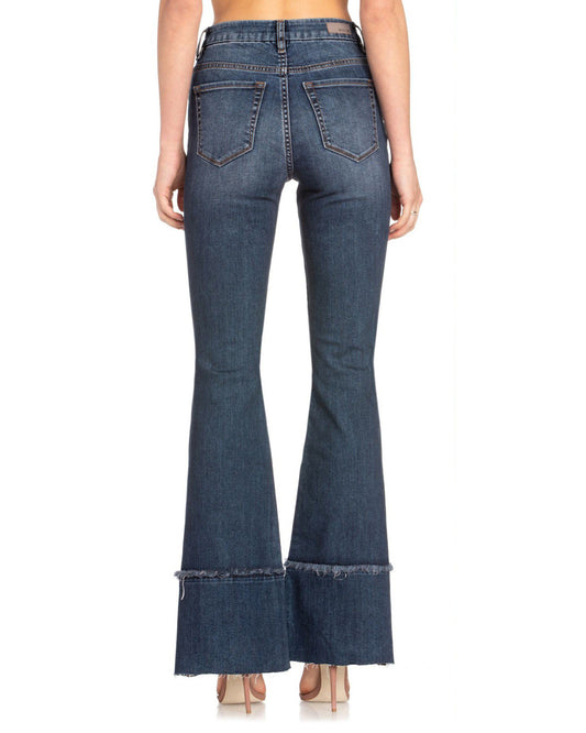 Women's Solid Flare Jeans by Miss Me from Skip’s Western Outfitters | MMJ-H2217FL-24-Dark-Wash
