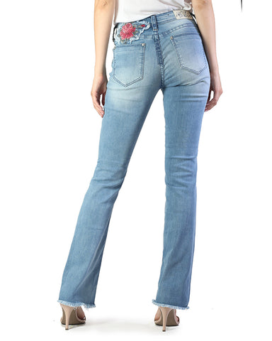 Women's Easy Fit Red Floral Cut Jean
