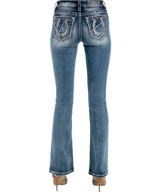 Women's Broken Horseshoe Bootcut Jeans by Miss Me from Skip’s Western Outfitters | MMJ-M3822B-25-34