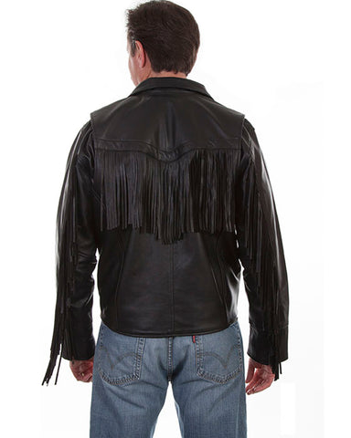 Men's Fringe Lambskin Leather Motorcycle Jacket