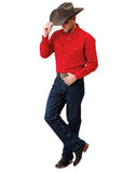 Men's Solid Poplin Long Sleeve Western Shirt - Red