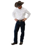 Men's Solid Poplin Long Sleeve Western Shirt - White