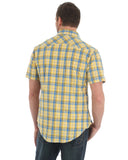 Mens Retro Plaid Sawtooth Pocket Short Sleeve Western Shirt