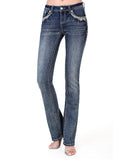 Women's Junior Fit Horseshoe Pocket Boot Cut Jeans