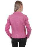 Women's Lambskin Motorcycle Leather Jacket - Pink