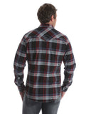 Mens Rock 47 Embroidered Plaid Long Sleeve Western Shirt - Black