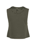 Womens Escape Crop Muscle T-Shirt - Olive