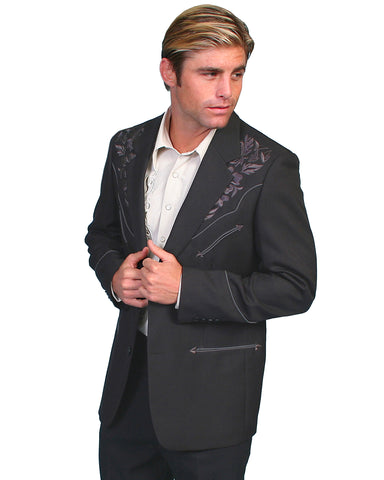 Men's Floral Embroidery Western Jacket