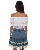 Women's Tiered Denim With Lace Skirt