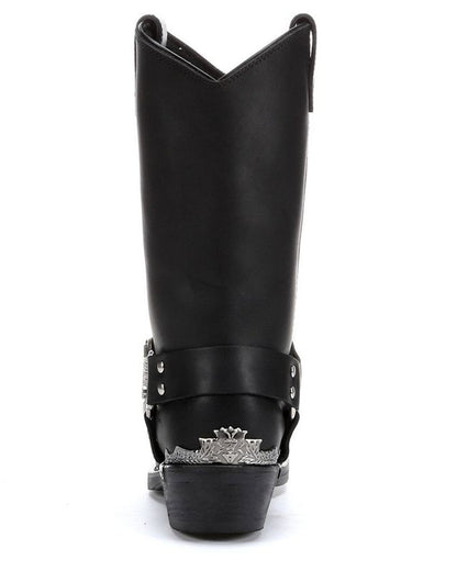 Dingo Men's Chopper Eagle Harness Pull-On Boots in Oily Black with Square Toe at Skip's Western Outfitters | DI19053-OILY-BLACK