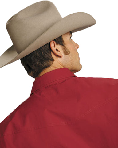 Men's Solid Poplin Long Sleeve Western Shirt - Red