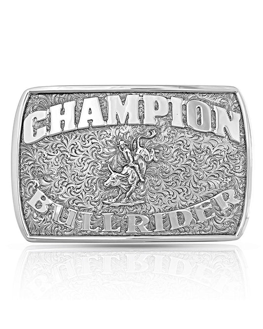 Bull Rider Belt Buckle by Montana Silversmiths from Skip’s Western Outfitters | MON-40018BR-O/S-Silver