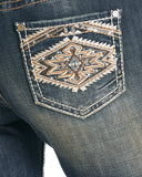 Women's Aztec Embroidered Boyfriend Fit Jeans