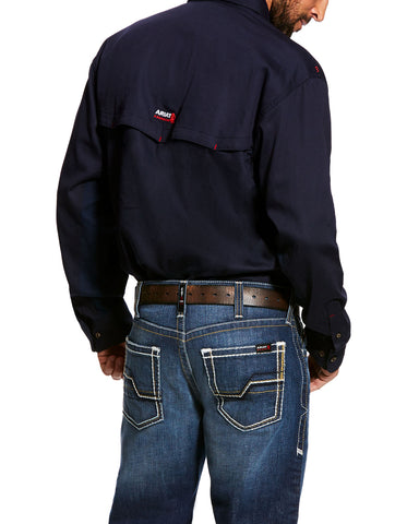 Men's Fire Resistant Vented Long Sleeve Work Shirt - Navy